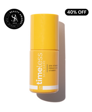 20% vitamin c + e ferulic acid serum to brighten, defend & smooth skin in 1 fl oz with 40% discount badge on a white background 