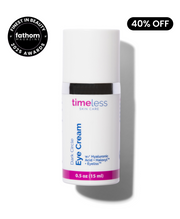 dark circle peptide complex eye cream to brighten & Hydrate in .5 oz with 40% discount badge on a white background